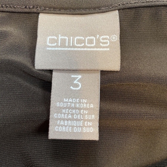 Chicos Women's Size 3 Short Sleeve Brown Blouse Shirt Shirred Side NWT $46.95 - Picture 12 of 14